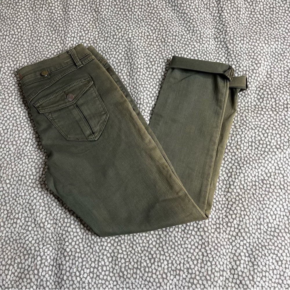 Forever 21 Olive Green Military Inspired Jeans Cropped Mid Rise Jeans Size 27 - Picture 6 of 12